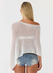 Yas Knit Cape - Off White