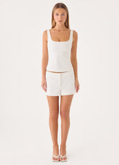 Yena Crepe Top - White
