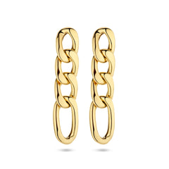 14 Karaat Geelgouden Oorhangers Schakelmotief Figaro - Formaat 5.5x25mm