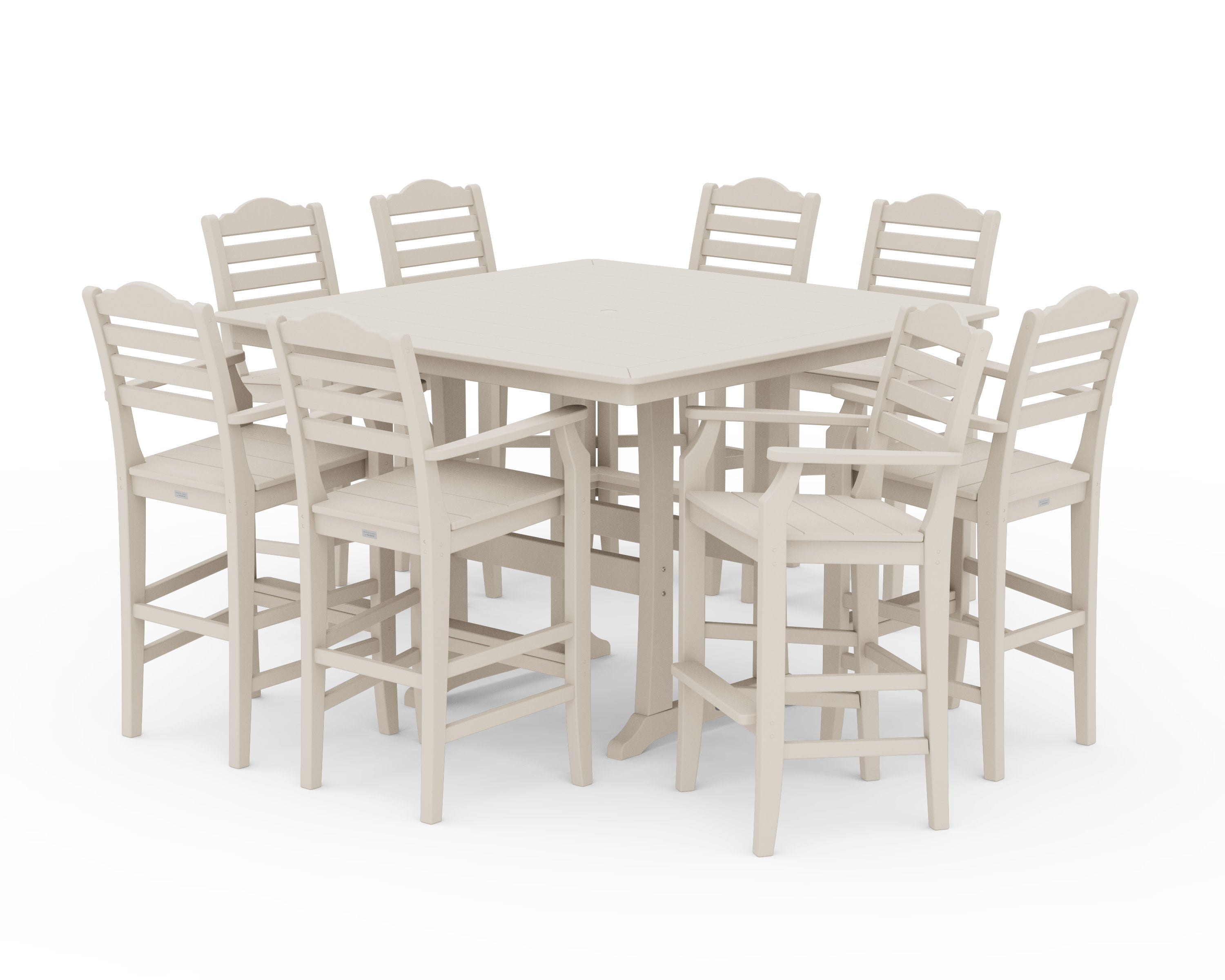 Savannah 9-Piece Square Bar Set with Trestle Legs in Sand