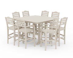 Savannah 9-Piece Square Bar Set with Trestle Legs in Sand