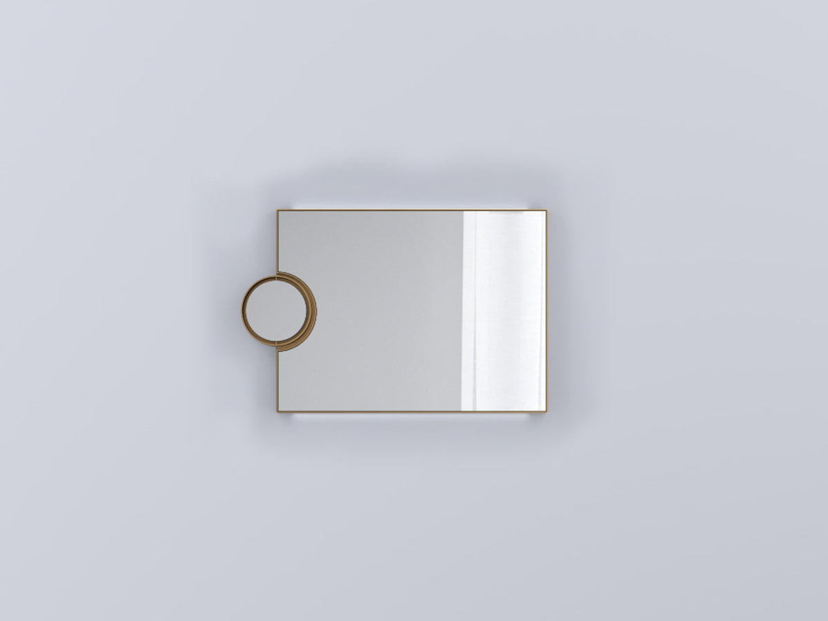 Cielo Arcadia Polifemo Specchio 90x60 Reversibile Con Luce in mdf e spazzolato accesa in ambiente, design e diffusione...
