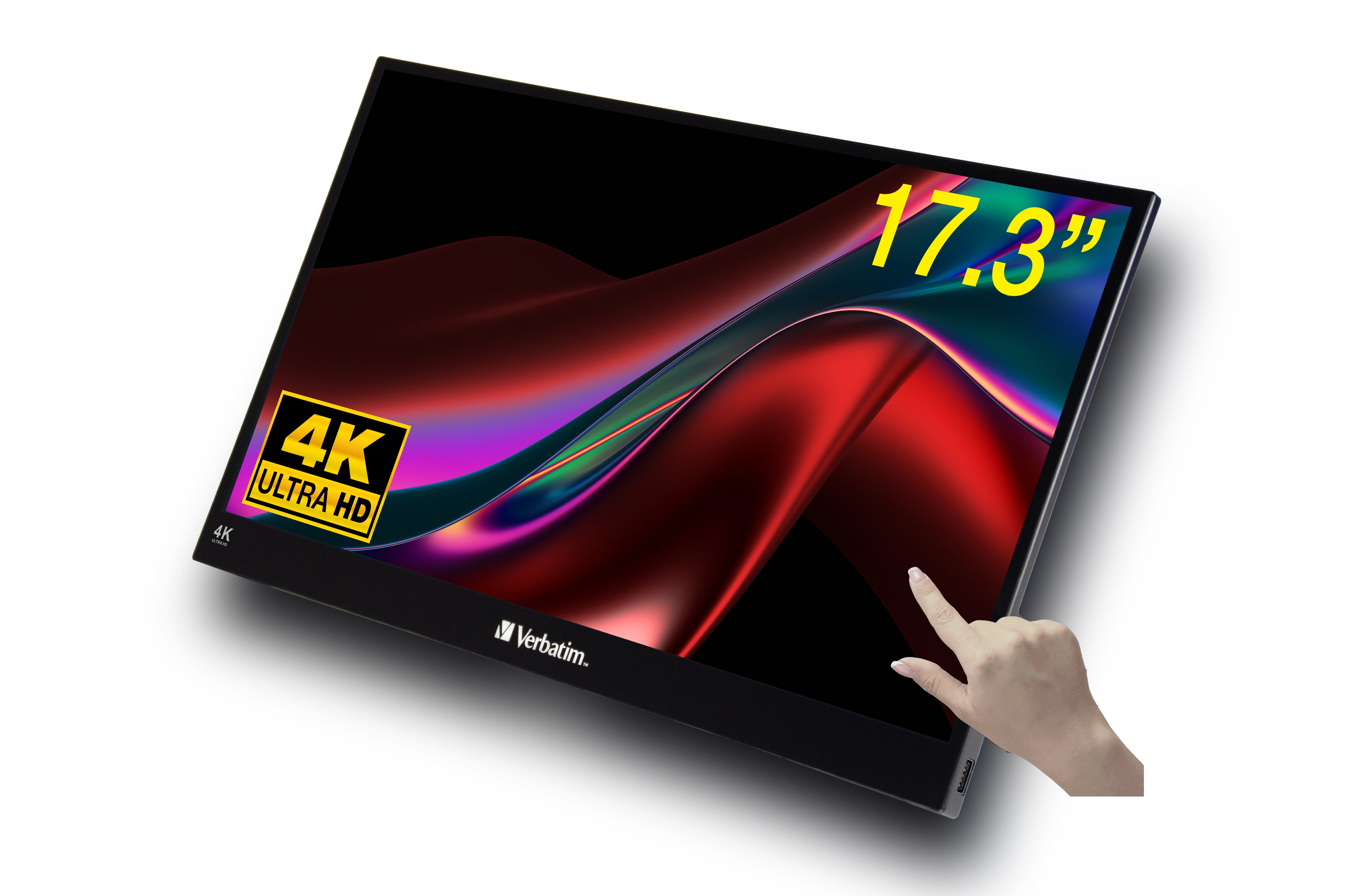 Verbatim Portabler Monitor, 17,3", IPS, Touch, 60 Hz, 400 cd/m², USB-Hub, FreeSync, Schwarz