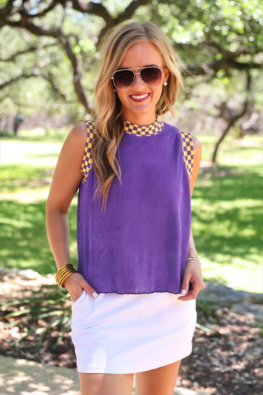 Checkmate Ribbed Tank- Purple - Jess Lea Boutique