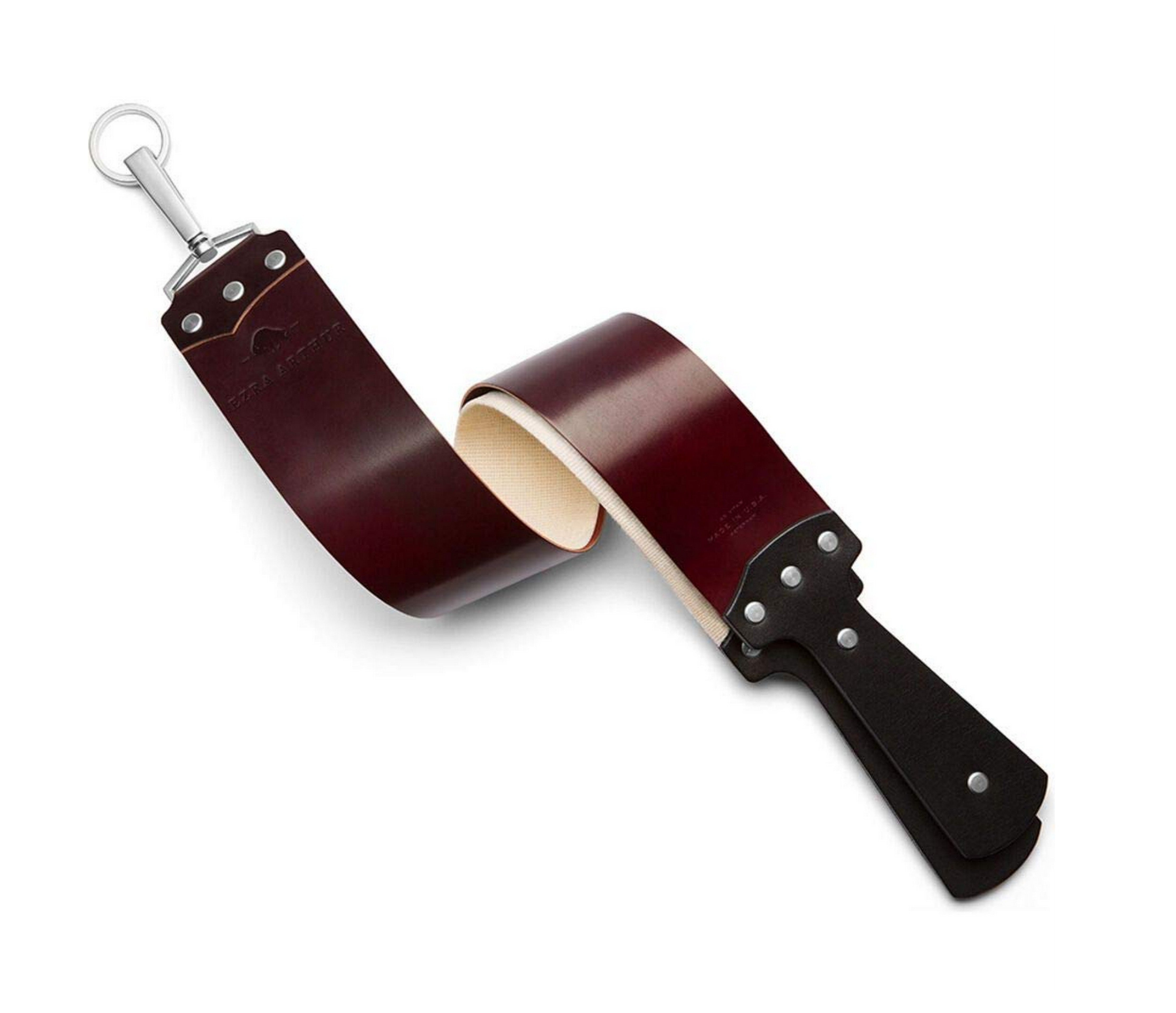 Ezra Arthur 2.5" Cordovan Razor Strop | Maroon - Nickel