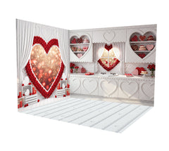 Kate Valentine's Day Heart Shelves Dessert Table Printed Backdrop Room Set