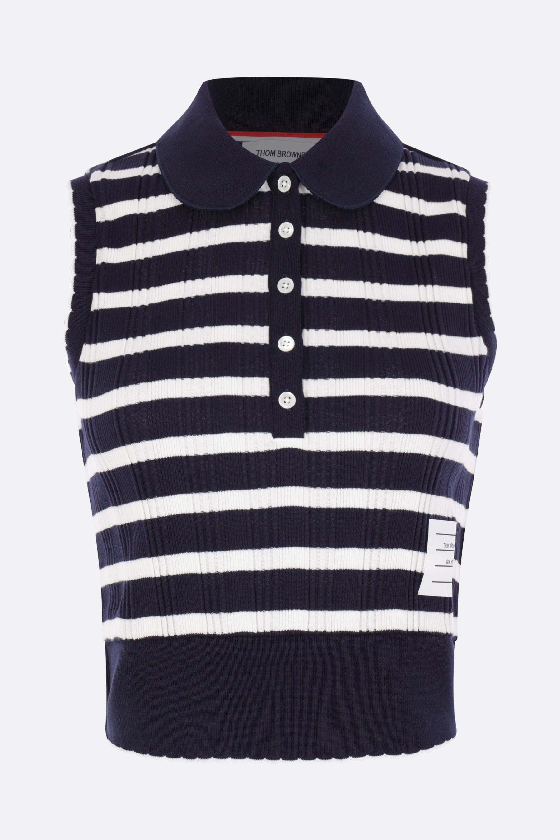 sleeveless polo shirt in rib cotton