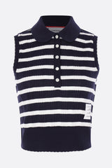 sleeveless polo shirt in rib cotton
