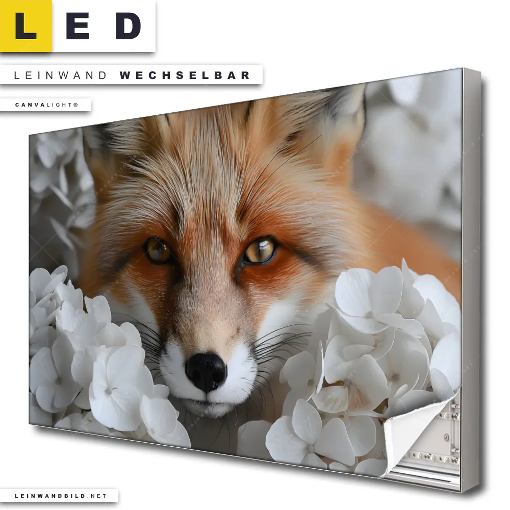 Led Leinwandbild Friedlicher Fuchs Und Blumen Querformat Produktvorschau