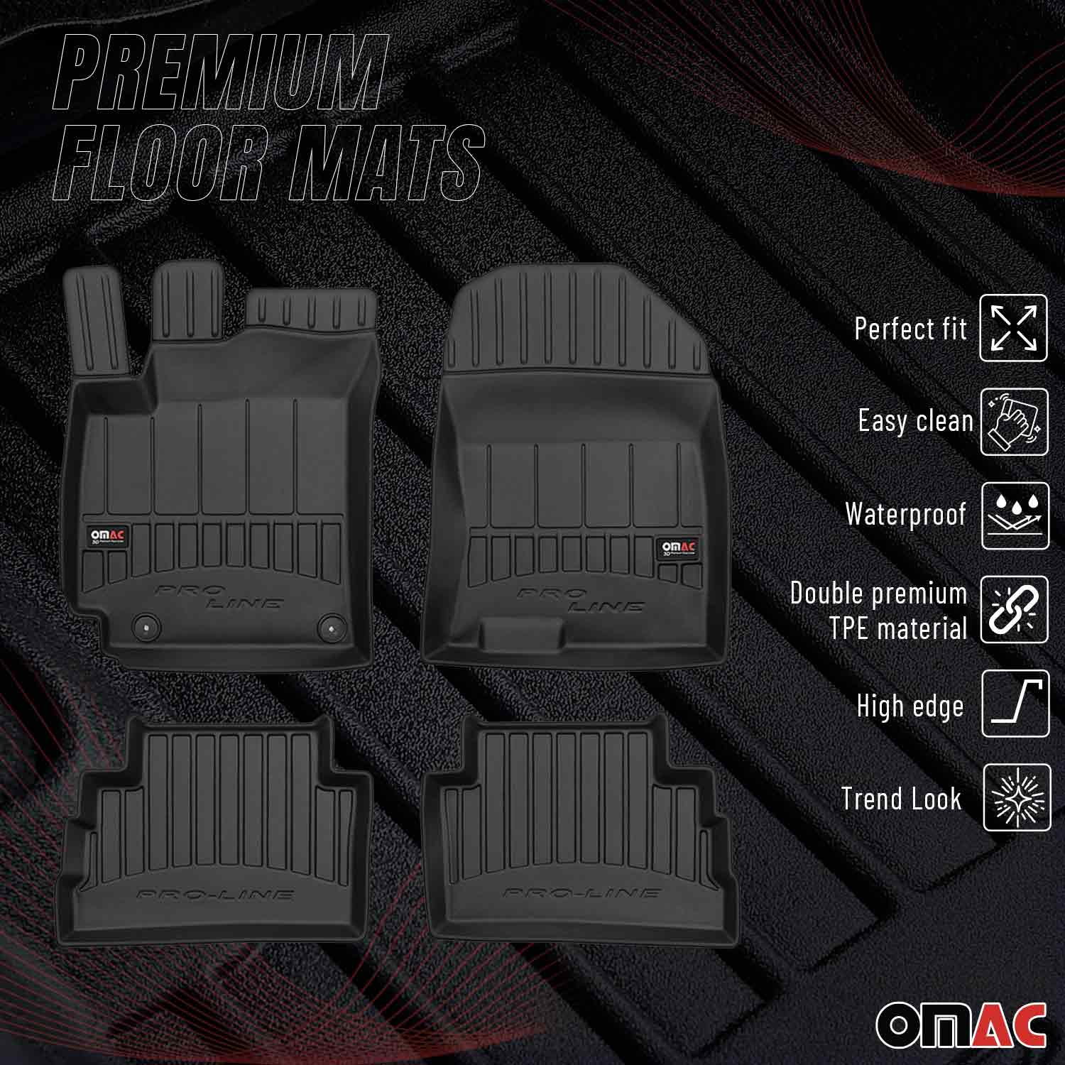 OMAC USA Premium Floor Mats Liners for Cars – Fits 2018-2023 Hyundai Kona (Black, 4 Pcs, All Weather Heavy Duty)