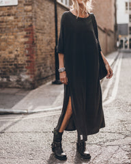 The Dark Long Loose T-Shirt Dress