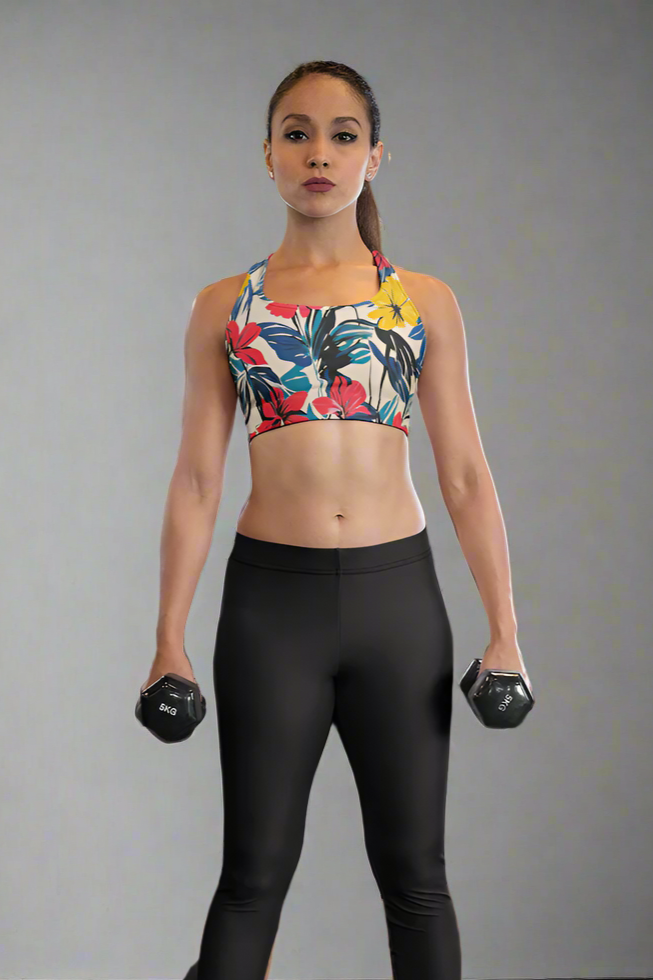 Flower Bloom Printed Sports Bra