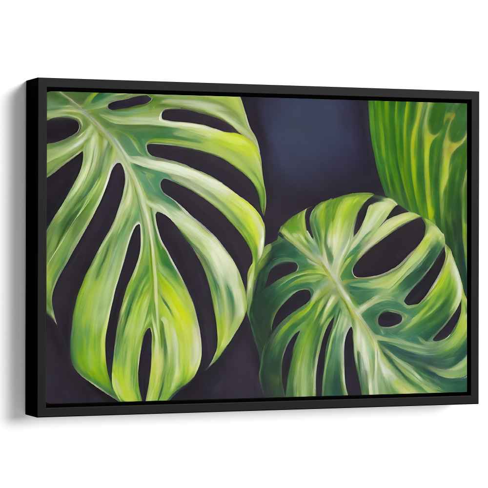 Veins of Jungle Serenity: Realistic Monstera Leaf Canvas Art Print