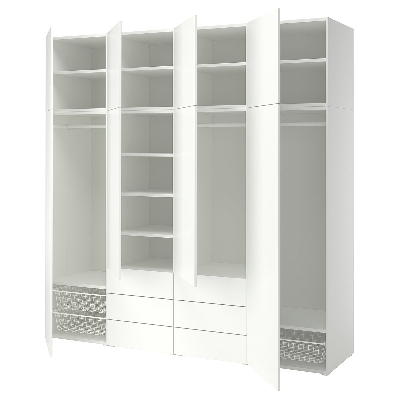PLATSA wardrobe with 8 doors and 6 drawers, white/FONNES white, 240x57x241 cm