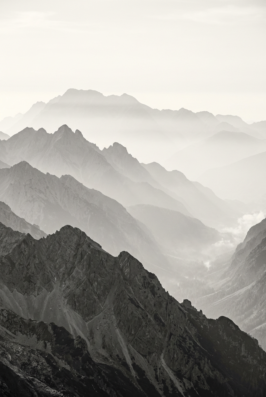 Affiche Chambre Crêtes de Montagne - Poster Noir et Blanc