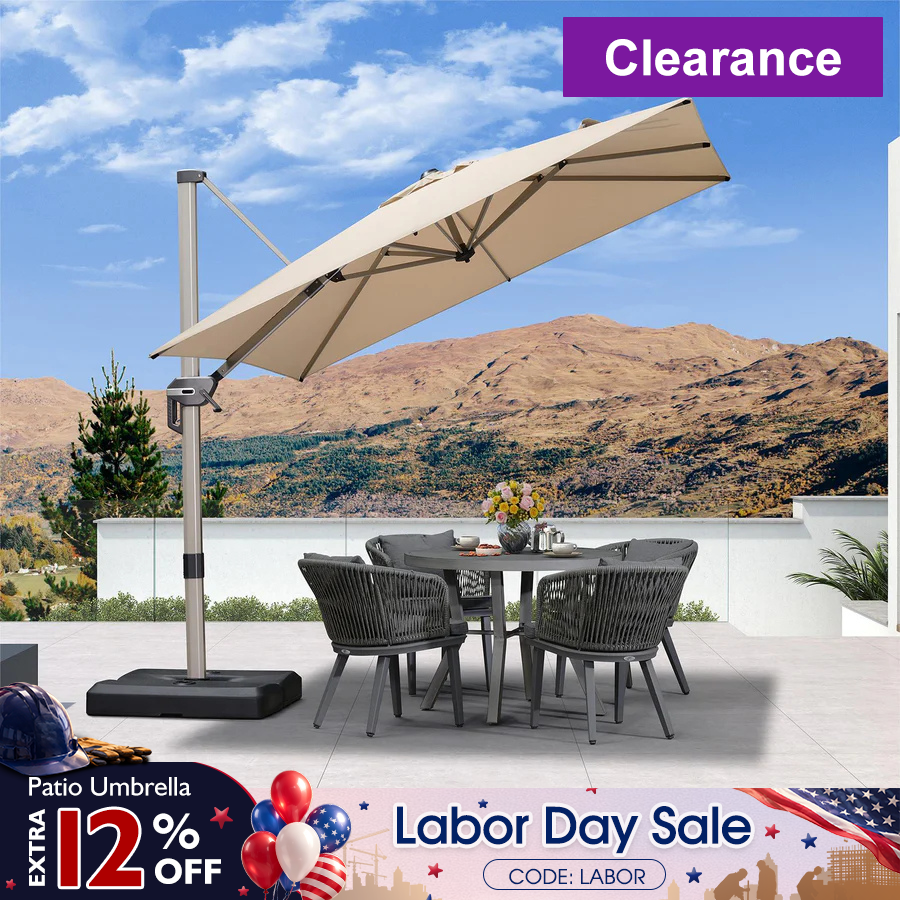 PURPLE LEAF Hailar Deluxe Outdoor Patio Umbrella Aluminum Cantilever Umbrellas