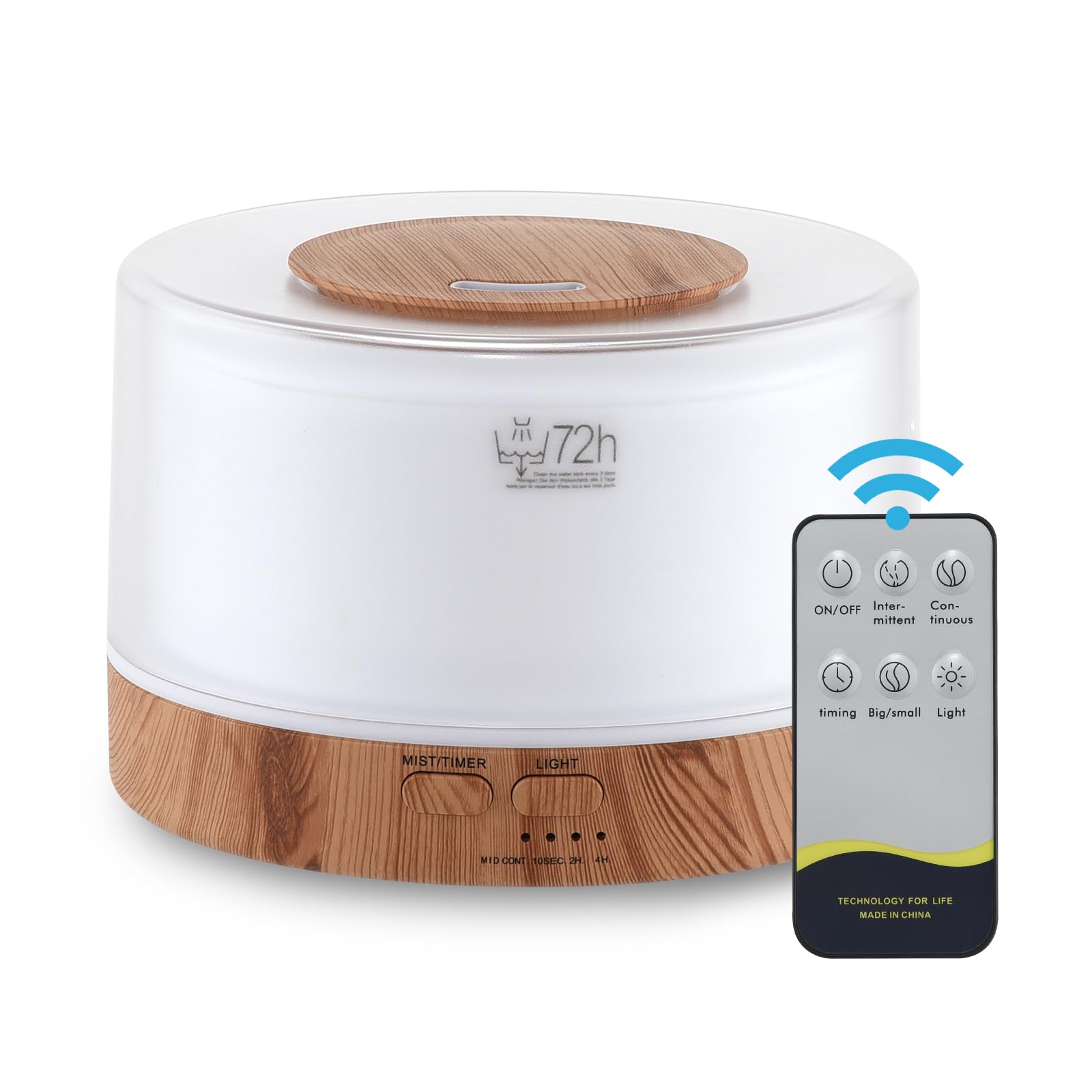 700ML Essential Oil Diffuser, Remote Control Aromatherapy Diffuser with 7 LED Light Colors, Adjustable Mist Mode and Waterless Auto-Off Oil Diffusers Humidifier, Diffusers for Home Bedroom Yoga Sleep Light Wood Grain With Remote Control - BeesActive Australia