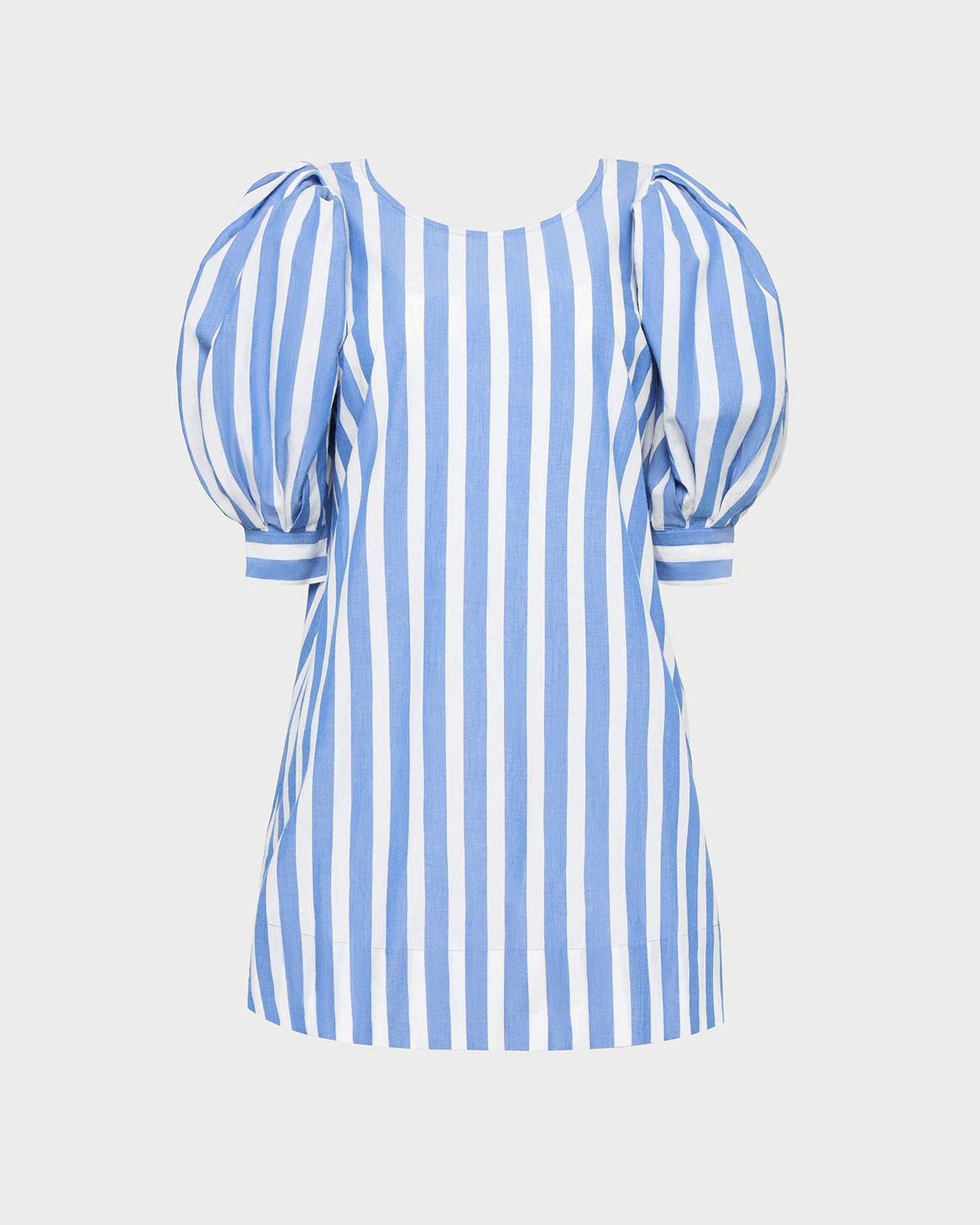 Willy Mini Dress in blue and cream striped cotton.