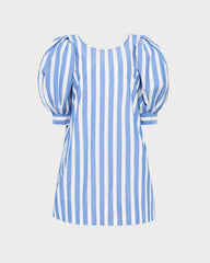 Willy Mini Dress in blue and cream striped cotton.